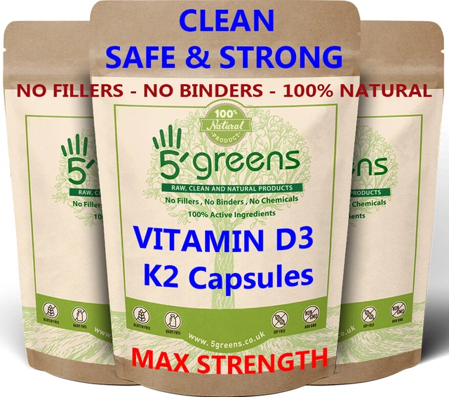 VITAMIN D3 10,000 IU + K2 450mcg VITAMIN D K2 Clean Genuine 5greens VIT D K2 £3.99 PicClick UK