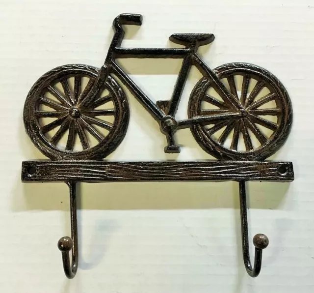 BIKE 2 HOOK WALL HANGER Towel Coat Hat Rack farmhouse country vintage bicycle