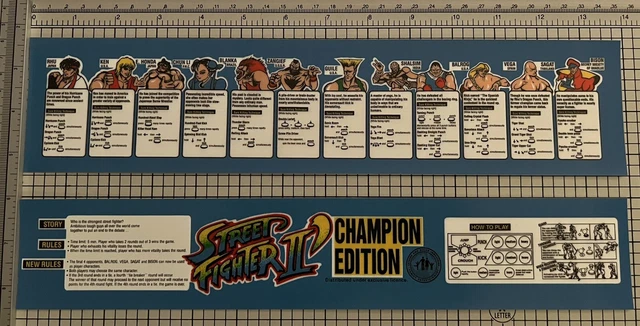 X-Men vs Street Fighter (Marvel) Arcade Moves List/Instruction Sheet  Stickers