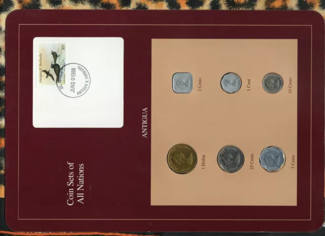 Coin Sets of All Nations Antigua E.C.1981-1989 UNC 25 cent 1989 JUN 10 1988