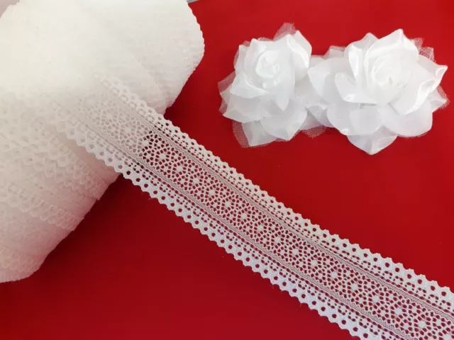 High Quality Off White Stretch Floral Lace Trim 4.5cm