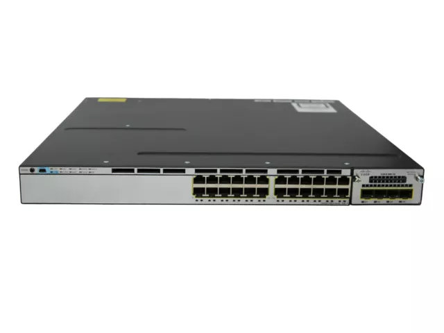 Conmutador Cisco WS-C3750X-24P-S 24 puertos PoE+ 1000 Mbits C3KX-NM-1G 4 puertos SFP 1000Mb