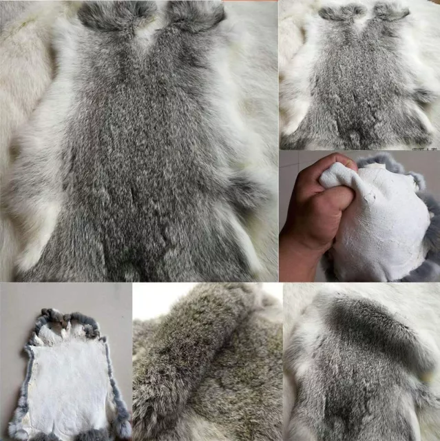 5PCS Real Rabbit Skin Pelts Hide Tanned Soft Animal Fur Leather Natural Gray DIY 5PCS Real Rabbit Skin Pelts Hide Tanned Soft Animal Fur Leather Natural Gray DIY