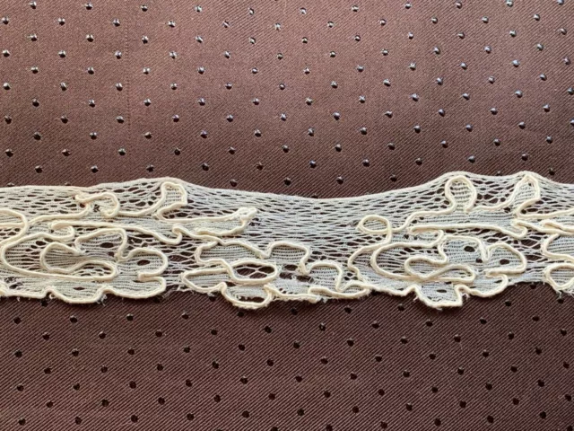 Antique French Edwardian Lace Insertion - Tulle with soutache - 380cm by 3.5cm