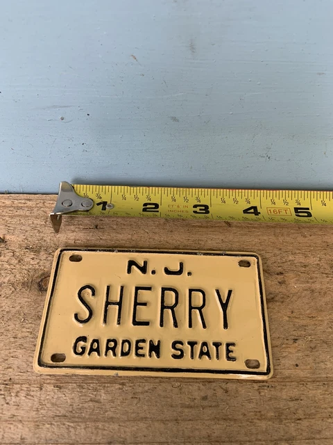NEW JERSEY Bike License Plate “SHERRY”—SCHWINN Stingray,Mongoose BMX Collector