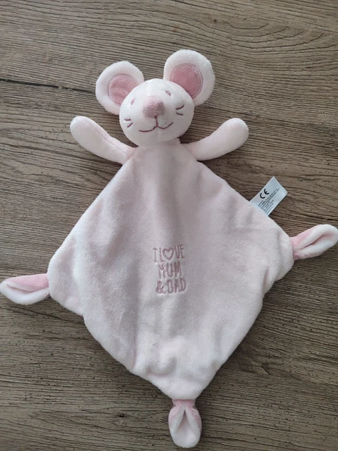 doudou plat souris rose I Love Mum & Dad NICOTOY comme neuf