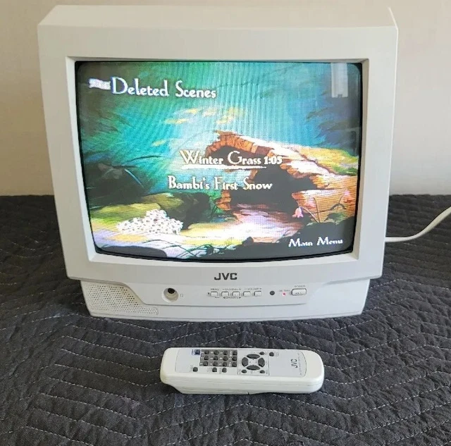 JVC 13” CRT Color Television Retro Gaming White TV C13011 With Remote