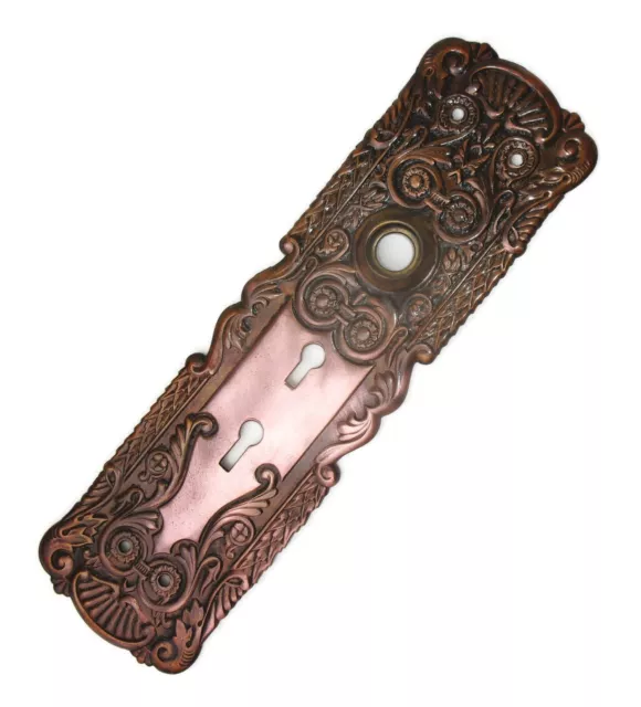 One Antique Vintage Victorian Eastlake Double Key Backplate Door Plates Salvage