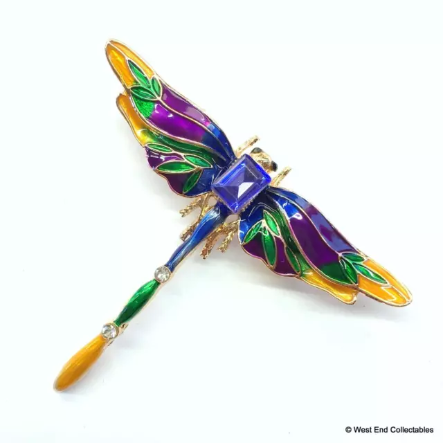 Rainbow Dragonfly Enamel Brooch Vintage Art Deco Style Pin Badge Gift