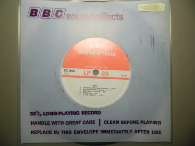 BBC Sound Effects Vinyl Record: Dogs:  Mixed, Gordon Setter, Sheep, Bull Mastiff