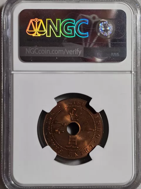 French Indochina 1 Cent 1917A NGC MS 64 RB 2