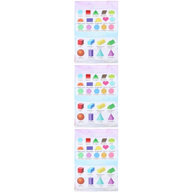 CHILDREN WALL CHART 2D 3D Shapes Chart Learning Poster Wall Map Nursery ...