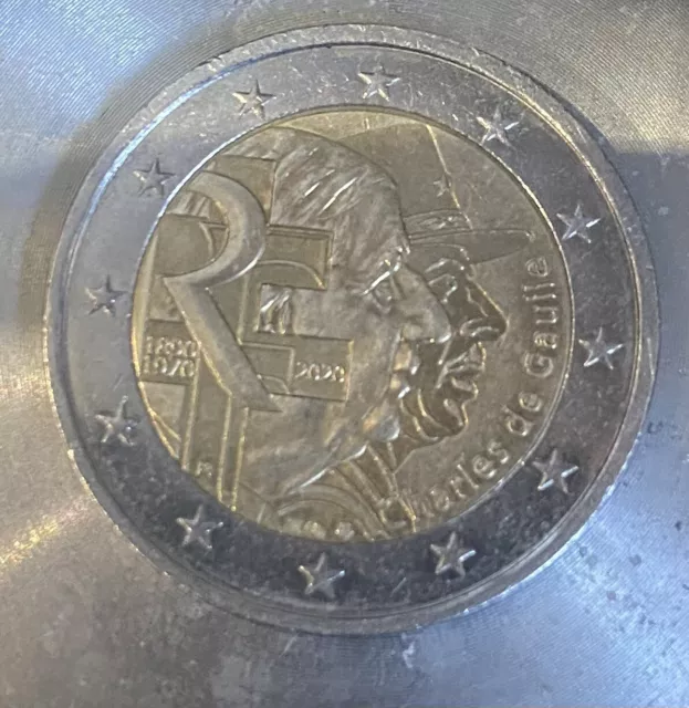 Piece 2 euros  Rare charles de gaulle  2020 commémorative