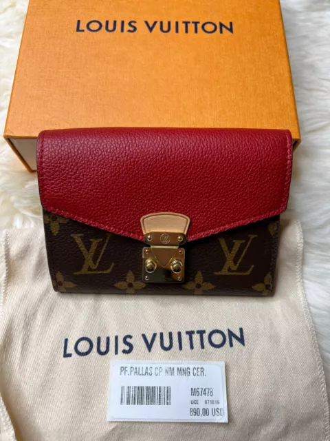 Louis Vuitton Monogram Red Leather Pallas Compact Tri-folded Wallet Discontinued Louis Vuitton Monogram Red Leather Pallas Compact Tri-folded Wallet Discontinued
