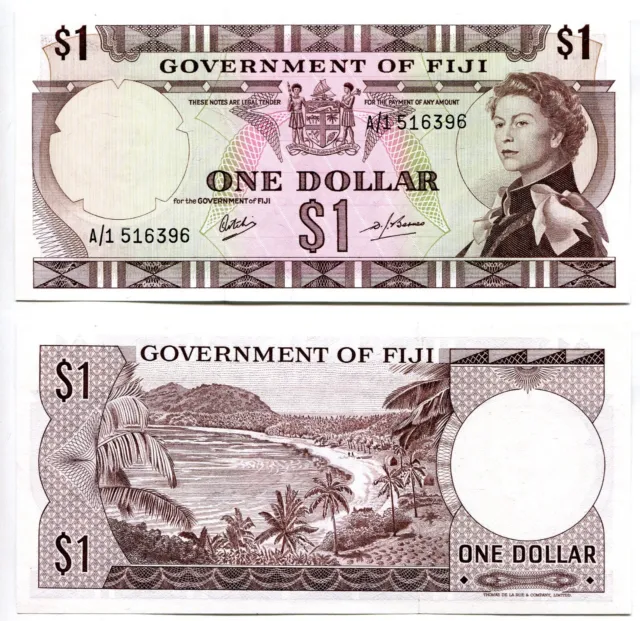 1 Dollar  Fiji / Fidschi ND(1969) Signatur Ritchie/Barnes, unc-  P. 59a