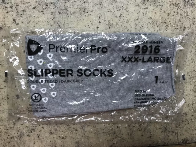 New Gray Premier Pro XXX-Large Medical Slipper Socks - 2916 - 1 Pair Fast Ship!