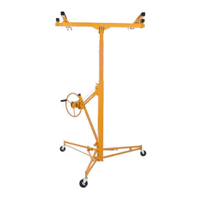 11Ft Drywall Rolling Lifter Panel Hoist Jack Lifter with 4" Caster Wheels Yellow