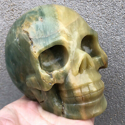 2.13LB Natural amazonite ghost skull Quartz hand carved Crystal reiki healing