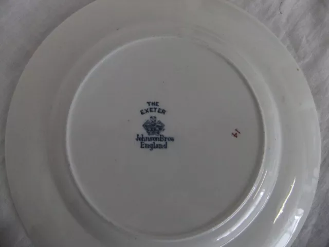 c4 Pottery Johnson Bros The Exeter - blue & white plates, 1940s to 1950s - 2D3B 3