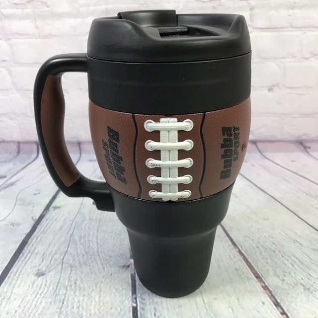 Bubba Sport 34oz. Football Travel Mug Tailgate Cup Large Plastic Black Brown