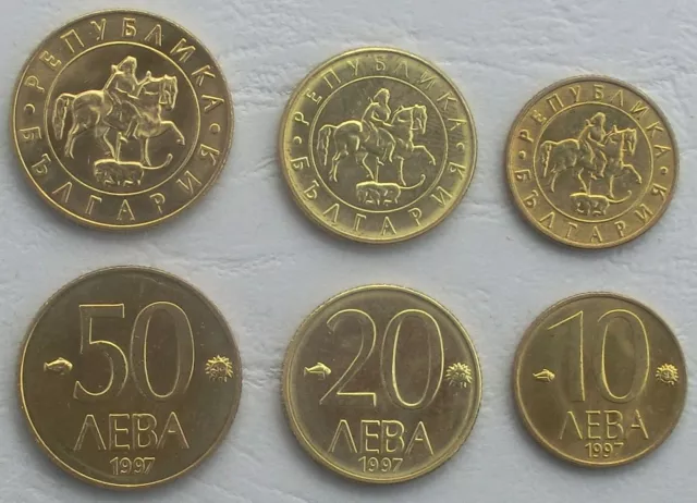 Bulgarie / Bulgarie kms Jeu de pièces de cours 10,20, 50 Leva 1997 splendide