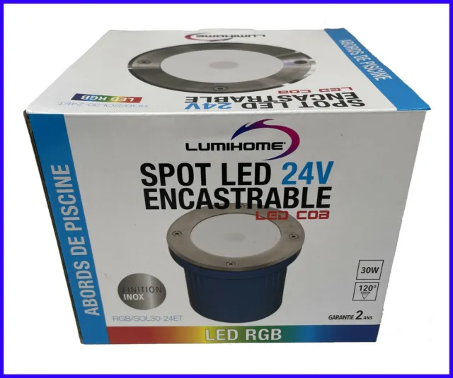 LUMIHOME SPOT LED BORDS PISCINE   24V  30W IP66  DIAM175mm RGB/SOL30-24ET  NEW