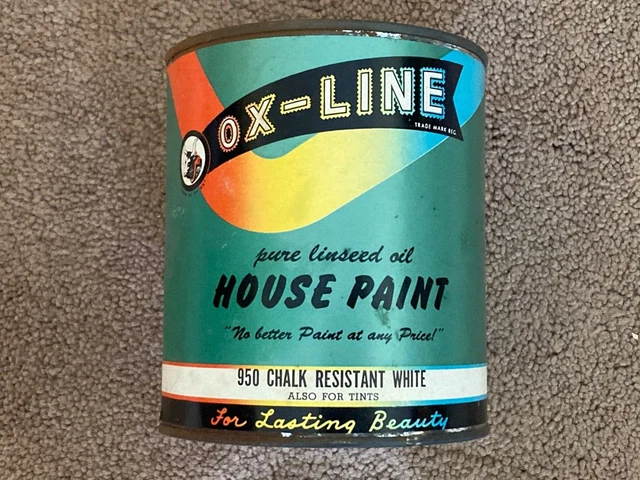Ox-Line Linseed Oil House Paint Can - 1950's Ox-Line Linseed Oil House Paint Can - 1950's