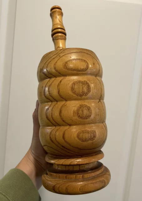 Vintage Large 9” Turned WOOD/Wooden MORTAR and PESTLE Unique Hand Crafted