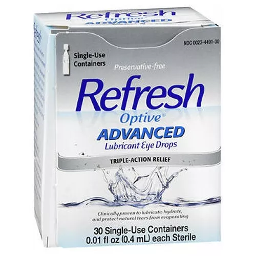 REFRESH Optive Avancé Lubrifiant Gouttes Yeux Sensible Nombre De 30 Par REFRESH