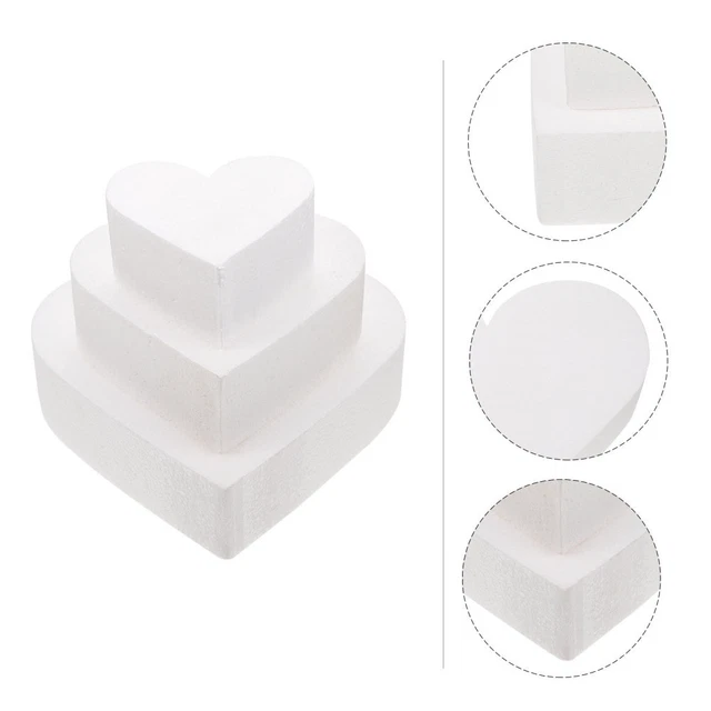 Soporte de plástico para pasteles modelado para pasteles modelo falso en forma de corazón espuma blanca