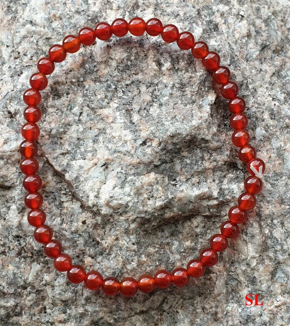Bracelet pierre cornaline, perle 4 mm LITHO-REIKI