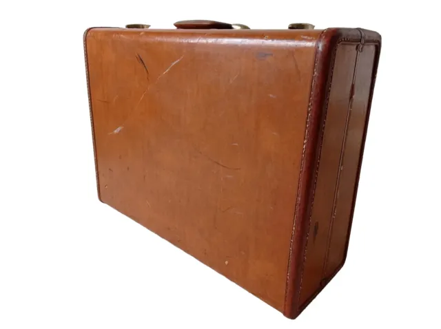Tan Brown Vintage Luggage Suitcase Samsonite Streamlite Large Hard Case 1950s