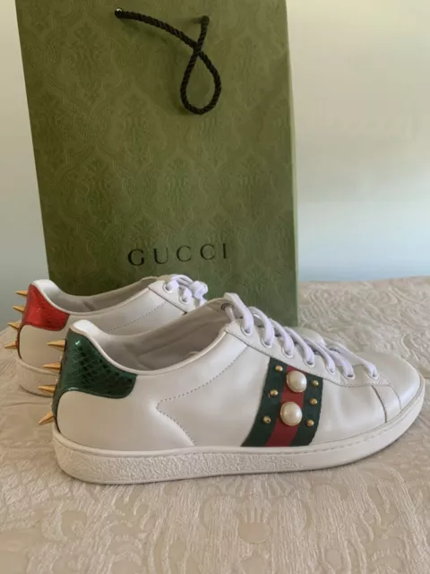 NEW GUCCI NEW Ace Studded Spike Pearls White Leather Low Top Sneaker US 10 EU 40 $545.00 - PicClick New Gucci New Ace Studded Spike Pearls White Leather Low Top Sneaker Us 10 Eu 40 $545.00 - Picclick