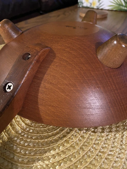 Munising Footed Wooden Serving Bowl W/handle