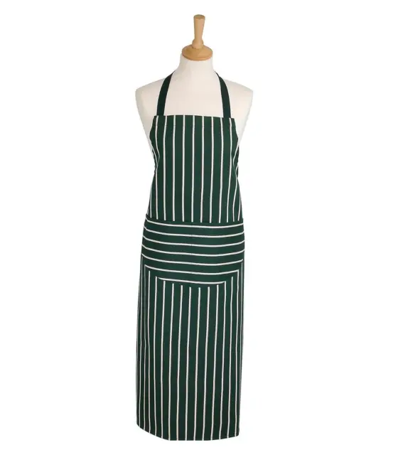 Dexam Butchers Apron Rushbrookes Classic Extra Long Racing Green Stripe Design