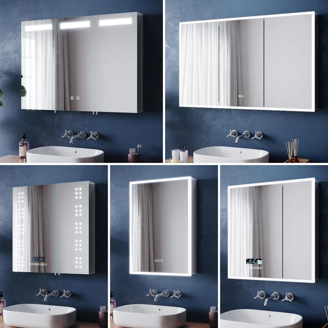 LED BATHROOM MIRROR Cabinet with Bluetooth Shaver Socket Touch ...