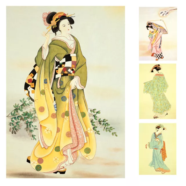 Kimono Lady Japanese Art Ukiyo-e Painting Canvas Poster Wall Decor Unframed U15