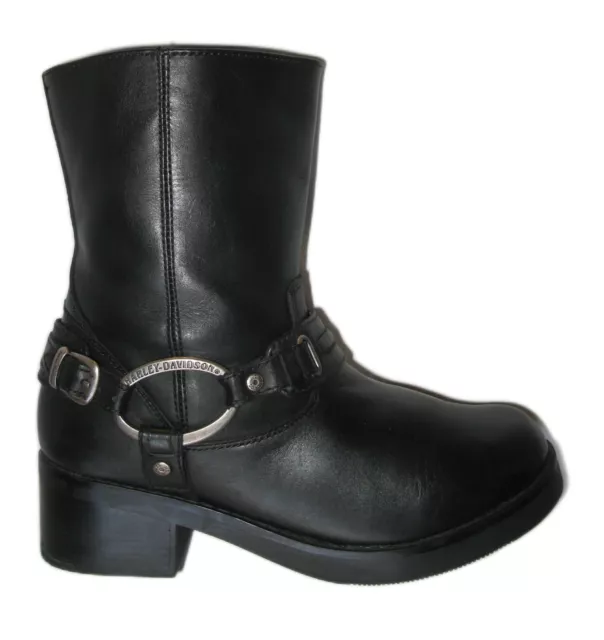 Harley Davidson Femmes Christa Court Harnais Bottes Sz 8.5 Eur 39.5 Cuir Noir