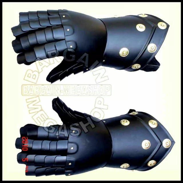 Medieval Knight Gauntlets Functional Armor Gloves Leather Steel Sca Larp DESCRIP