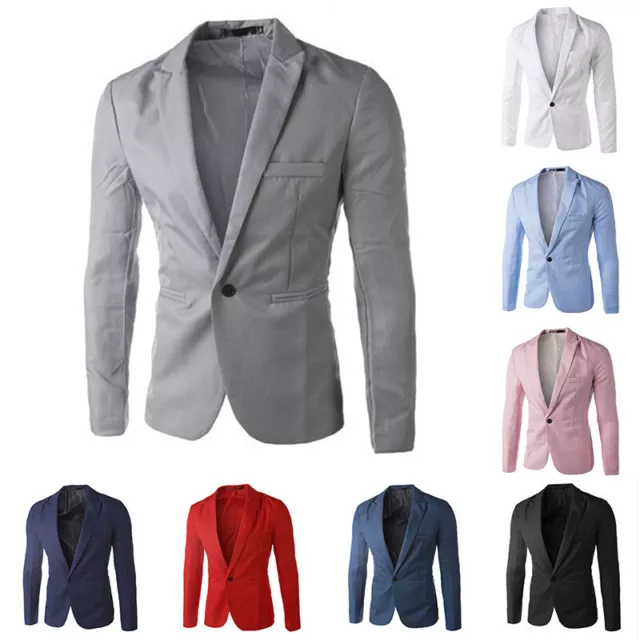 Hombre un Botón Blazer Ajustado Formal Negocios Chaqueta Tops Abrigo # ♪ "