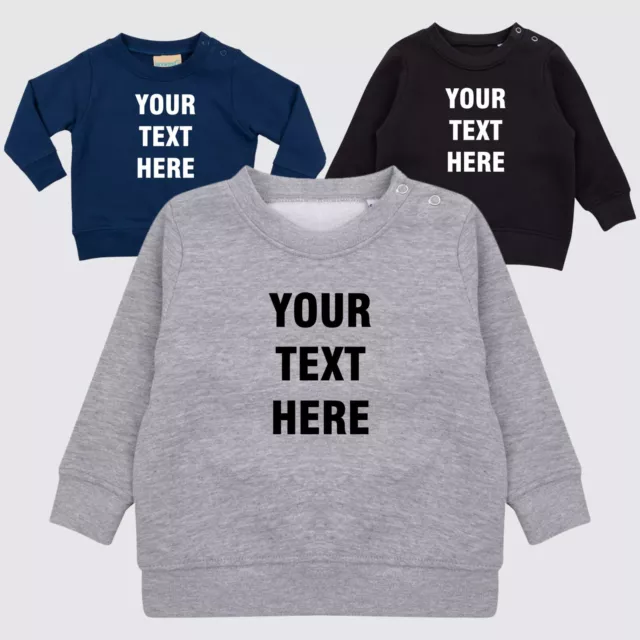 Personalised Baby/Toddler Custom Text Pullover Long Sleeve Crew Neck Sweatshirt