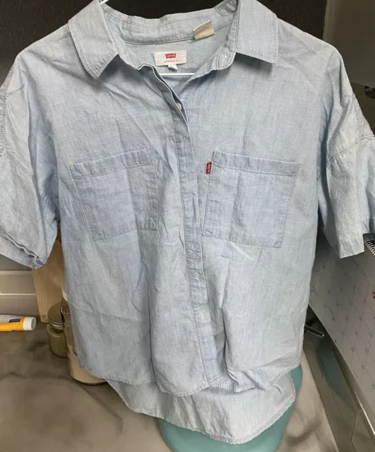 Levis Denim Shirt Short Sleeve Women's Cotton Lightweight MEDIUM