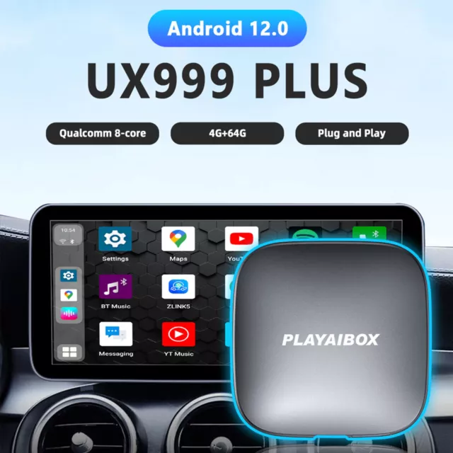 UX999PLUS AI BOX 4G+64GB Carplay Wireless Android 12 Auto Auto Multimedia Player