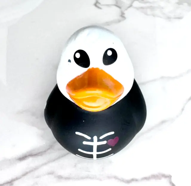 Rubber Duck Bone Skeleton w Heart Kids 2" Jeep Ducking Cruise Bath Water Toy NEW