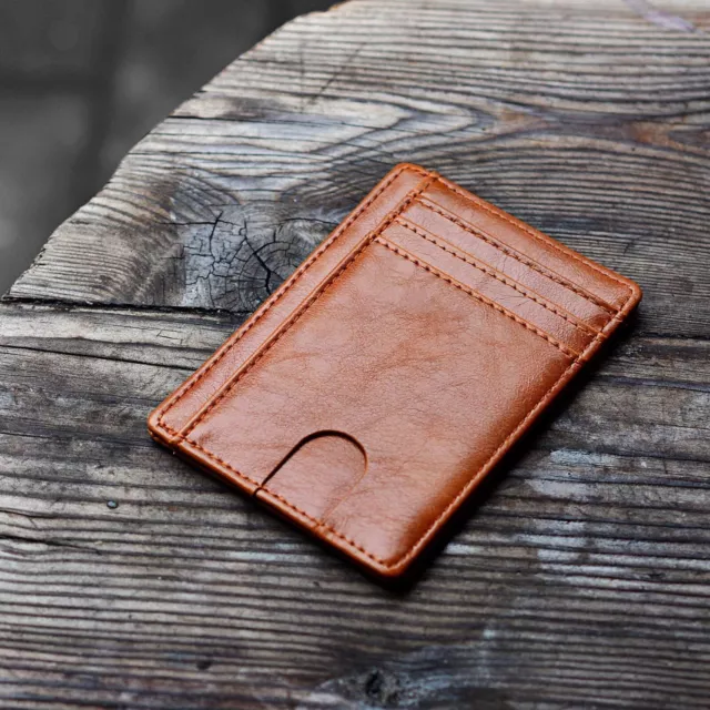 Mens Leather Slim Wallet Credit Card Holder RFID Blocking Pocket ID Money PU US 5