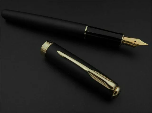 Perfect Parker Pen Sonnet Series Matte Black/Gold  Clip Medium Nib Fountain Pen