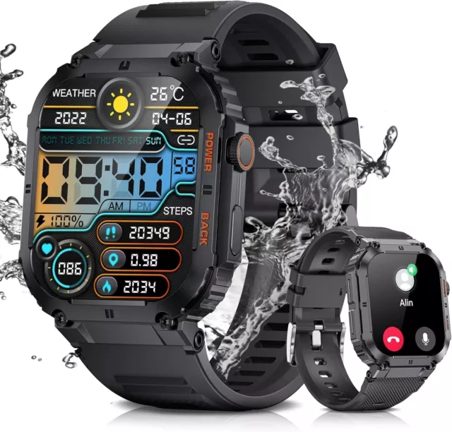 Smartwatch Herren mit Telefonfunktion Armbanduhr Sportuhr iPhone Samsung Huawei