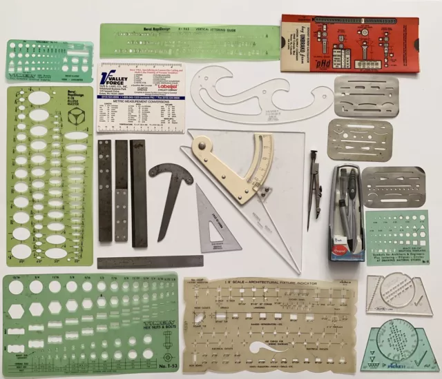 Mixed Lot 50 Templates Drafting Tools Stencils 3 sided Rulers Drafting  Supplies