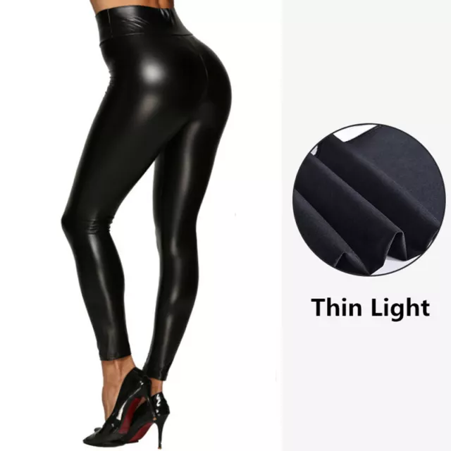 WOMENS FAUX PU Leather Skinny Pants High Waist Push Up Butt Lift Stretch  Legging $12.66 - PicClick