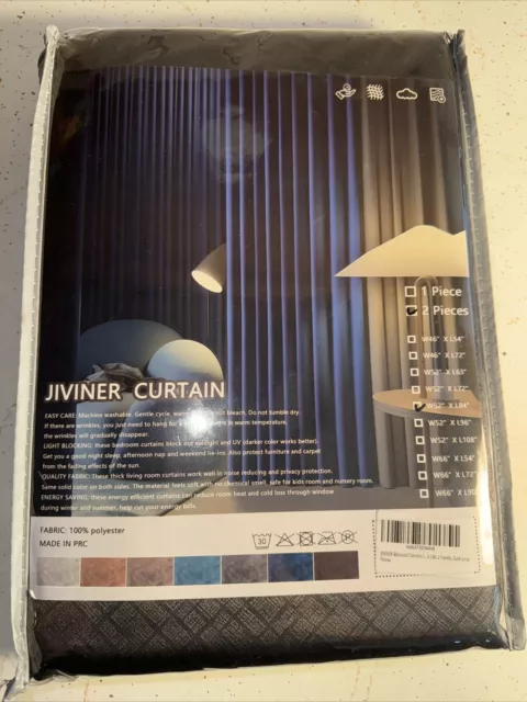 Blackout Curtains Dark Grey 52x84 2 Panels